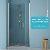 Frameless Bi Fold Shower Door With Tempered Glass - Chrome