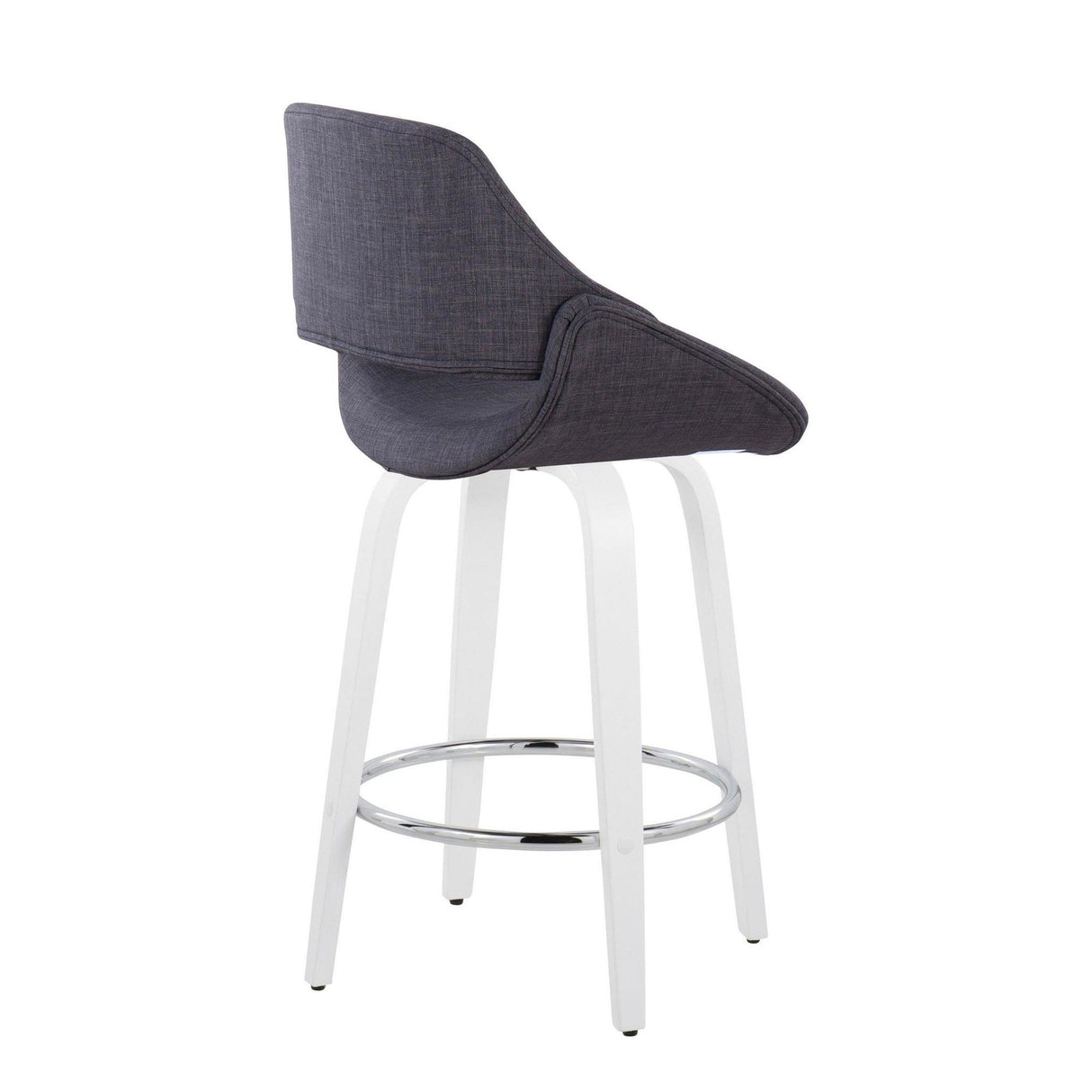 Cinch - Contemporary Fixed-Height Swivel Counter Stool (Set of 2) - White Wood And Chrome