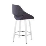Cinch - Contemporary Fixed-Height Swivel Counter Stool (Set of 2) - White Wood And Chrome