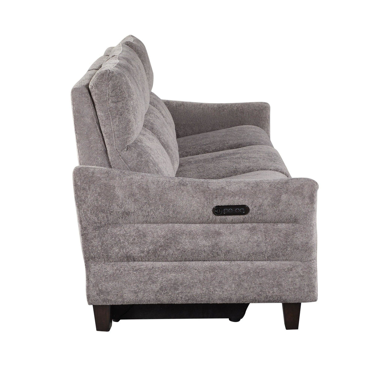 Slope - Upholstered Power Sofa - Espresso Wood, Pewter Fabric