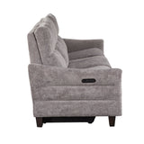 Slope - Upholstered Power Sofa - Espresso Wood, Pewter Fabric