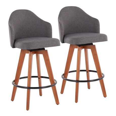 Ahoy - Contemporary Fixed-Height Counter Stool With Walnut Bamboo Frame (Set of 2)