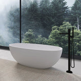 65.2" Freestanding Solid Surface Soaking Bathtub For Bathroom - Matte White
