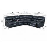 Power Motion Reclining Sectional Sofa With Console Cup Holders And USB Charging Port - Blue