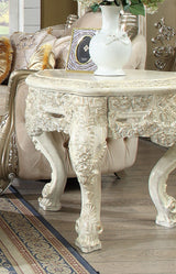 HD-8030 - End Table - Ivory With Gold Highlights