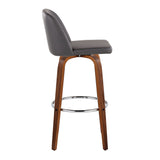 Toriano - Mid Century Modern Fixed Height, Barstool With Swivel With Round Footrest (Set of 2)