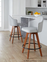 Ahoy - Contemporary Fixed-Height Counter Stool With Walnut Bamboo Frame (Set of 2)