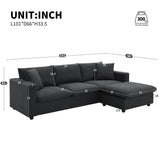 Modern Sectional Sofa With Throw Pillows, Cloud L Shaped Couch Set With Wide 4 Seat Comfy Couch Set With Movable Ottoman