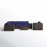 Wicker Seating Group Set With Table And Cushions