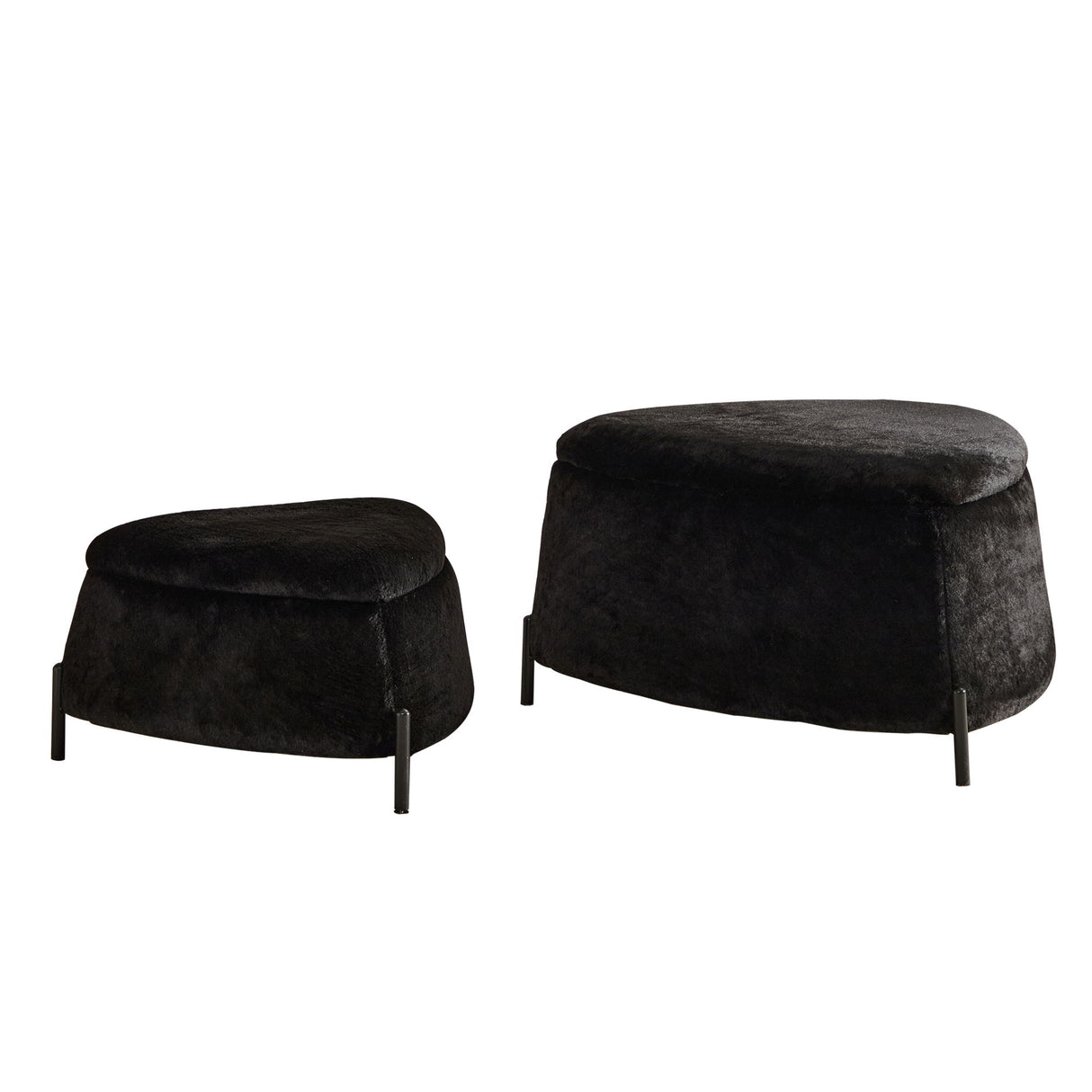 Upholstered Storage Ottoman Set With Reversible Lid