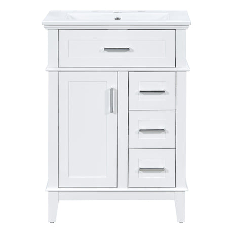 Modern Bathroom Vanity With Sink, Flip Drawer & 3 Drawers, Soft Close Hinges, Adjustable Shelf