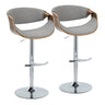 Curvo - Mid Century Modern Adjustable Barstool With Swivel With Rounded T Footrest (Set of 2)