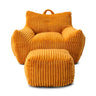 Giant Plush Bean Bag Chair With Armrests And Footstool