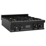 Kitchen Package with 30 in. Black Stainless Steel Rangetop, 30 in. Over The Range Microwave with Modern Handle and Double Wall Oven - (3KPRTBOTR30AWD) -
