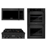 Kitchen Package with 30 in. Black Stainless Steel Rangetop, 30 in. Over The Range Microwave with Traditional Handle and Double Wall Oven - (3KPRTBOTRH30AWD) -
