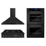 Kitchen Package with 36 in. Black Stainless Steel Rangetop, 36 in. Convertible Range Hood and Double Wall Oven - (3KPRTBRH36AWD) -