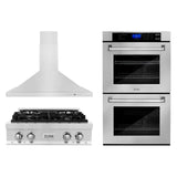 Kitchen Package with 30 in. Stainless Steel Rangetop, 30 in. Convertible Range Hood and Double Wall Oven - (3KPRTRH30AWD) -