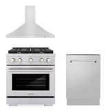 30 in. Kitchen Package with Stainless Steel Gas Range, Convertible Vent Range Hood and Tall Tub Dishwasher - (3KPSGRRH30DWV) -