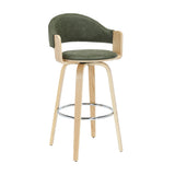 Daxton - Swivel Bar Height Round Back Wood Bar Stool With Faux Leather Seat