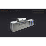 Mont Alpi Deluxe Series 11 Ft Natural Gas Outdoor Kitchen Island w/ Side Burner, Beverage Center & Fridge - MAi805-DBEVFC