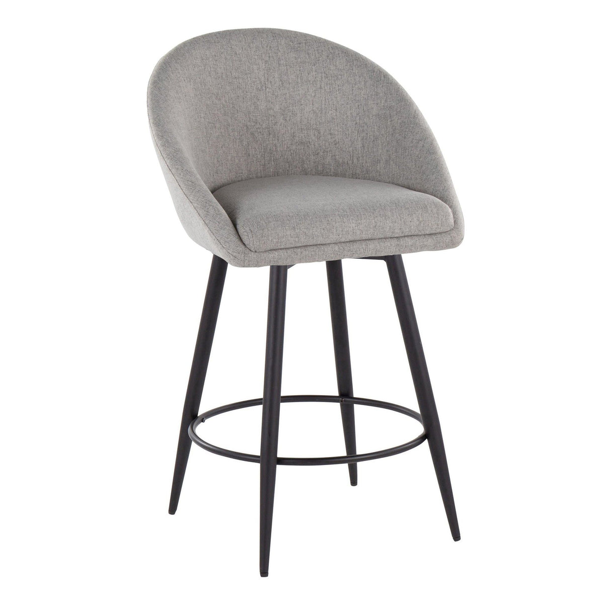 Matisse - 26" Highback Fixed-Height Counter Stool With Swivel And Round Black Metal Footrest (Set of 2) - Black Metal