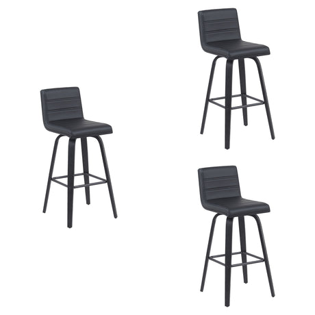 Vienna - Modern Swivel Bar Height Stool - Black Brushed Wood Frame