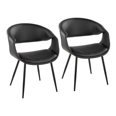 Curvo - Upholstered Chair (Set of 2) - Black Metal Legs