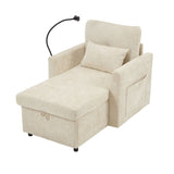 Multifunctional Chenille Recliner Sofa With Storage And Phone Bracket