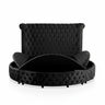 Glam Button Tufted Wingback Round Bed With Storage And USB Ports