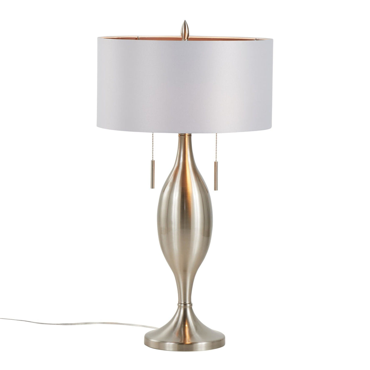 Anabelle - Metal Table Lamp (Set of 2) - Brushed Nickel, Light Silver Fabric