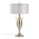 Anabelle - Metal Table Lamp (Set of 2) - Brushed Nickel, Light Silver Fabric