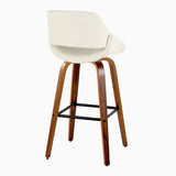 Fabrizzi - 30" Fixed-Height Barstool With Swivel And Square Black Metal Footrest (Set of 2) - Walnut Wood