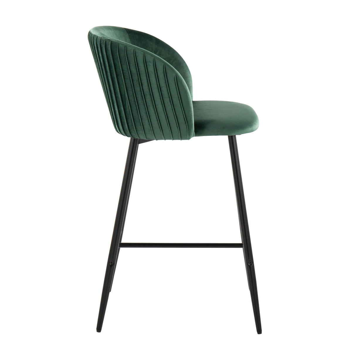 Luna - Fixed-Height Counter Stool (Set of 2) - Black Metal And Velvet