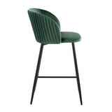 Luna - Fixed-Height Counter Stool (Set of 2) - Black Metal And Velvet
