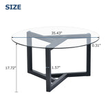 Round Glass Coffee Table Modern Cocktail Table