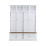 Hall Tree With Bench And Cabinet, 4 In 1 Entryway Bench With Coat Rack