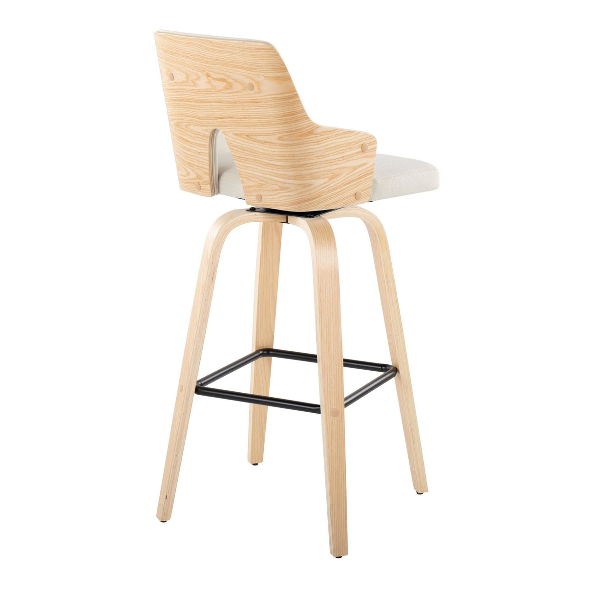 Stella - Contemporary Fixed-Height Swivel Barstool (Set of 2) - Natural Wood