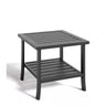 Square 2 Tier All-Weather Outdoor Side Table With Slatted Top