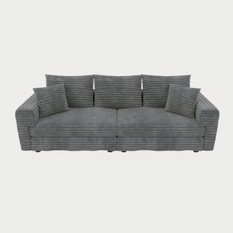 Plush Corduroy 4 Seat Sofa, Modern Comfy Upholstered Sofa Cloud Couch, Deep Seat Couches With Soft Pillows