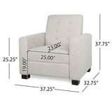 Contemporary Recliner Chair With Push Back Function And Birchwood Legs