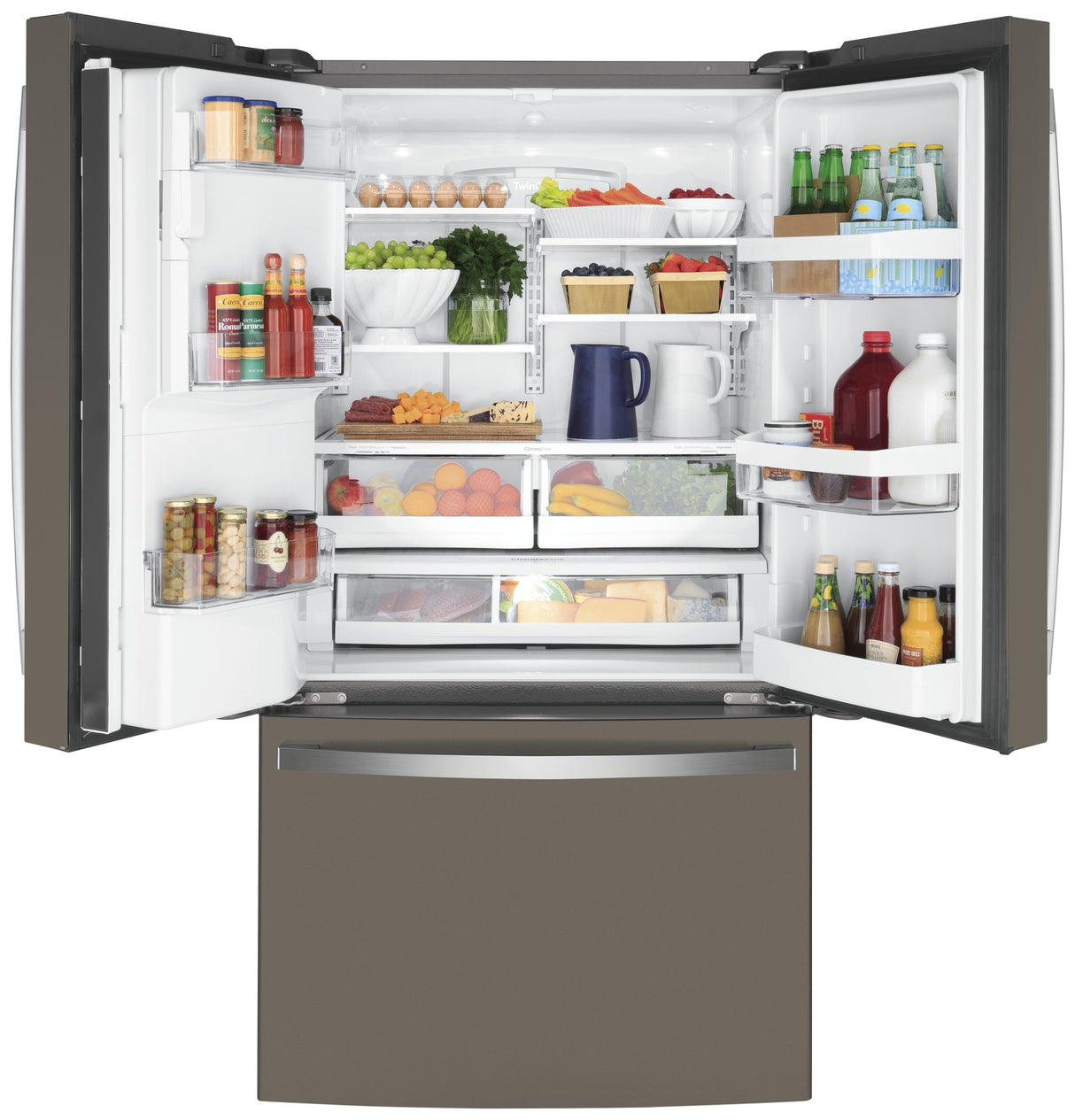 GE GYE22GMNES - 36 in. 22.1 cu. ft. Counter Depth French Door Refrigerator with Ice & Water Dispenser - Fingerprint Resistant Slate