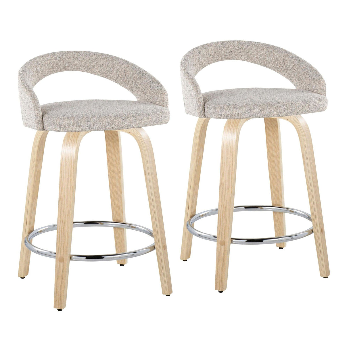 Grotto - 30.5" Upholstered Fixed-Height Counter Stool (Set of 2) - Natural Wood Base