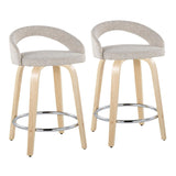 Grotto - 30.5" Upholstered Fixed-Height Counter Stool (Set of 2) - Natural Wood Base