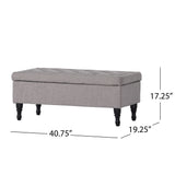 Dean - Fabric Storage Wide Tufted Rectangle Ottoman - Gray