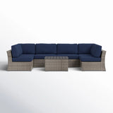 Wicker Sectional Sofa With Cushions And Table