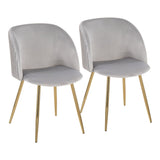 Fran - Pleated Chair (Set of 2) - Gold Metal And Pleated Silver Velvet