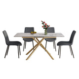 Modern Expandable Dining Table With Retractable Leaf With Chairs
