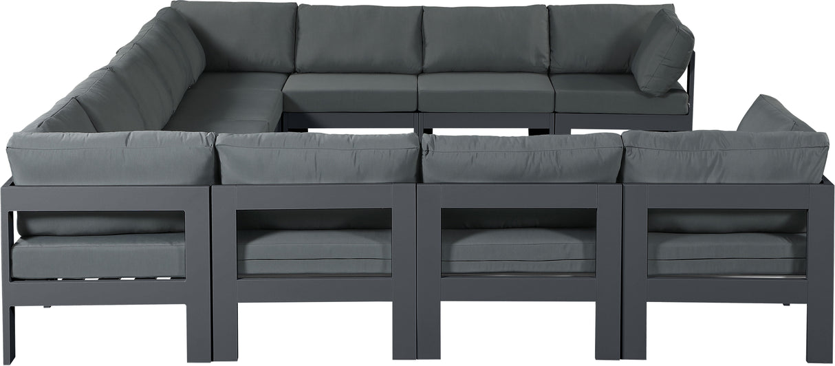 Nizuc - Outdoor Patio 11 Piece Modular Sectional With Gray Frame
