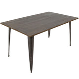 Oregon - 59" Industrial - Farmhouse Dining Table - Antique And Espresso