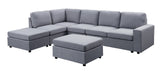 Cassia - 7 Seat Reversible Modular Sectional Sofa With Ottoman